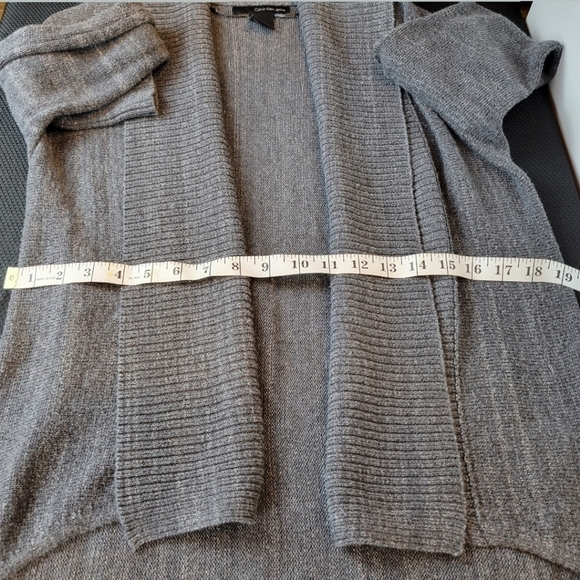 Calvin Klein - Knit Open Front Ribbed Cardigan - Gray - Picture 5 of 6